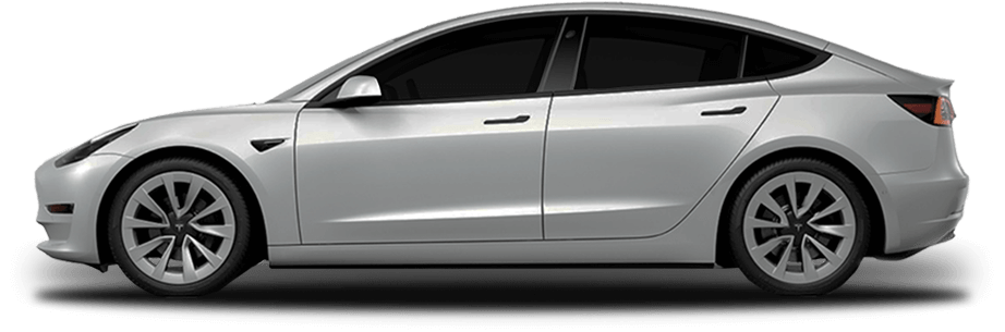 Side view of a silver sedan demonstrating 20 percent window tint with the 20 percent option highlighted above the car among other tint levels. The darker shade reduces sunlight and increases privacy while still allowing drivers clear visibility during services offered at Inch X Inch in Sarasota Florida.
