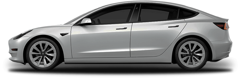 Silver sedan displaying 35 percent window tint with the selection highlighted above the vehicle next to other tint percentage options. The balanced tint level helps reduce heat and glare while maintaining visibility through the windows during professional installation at Inch X Inch in Sarasota Florida.