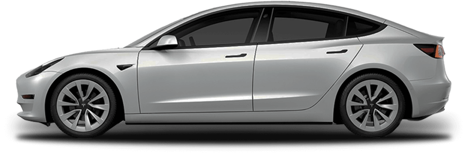 Side profile of a silver sedan showing 50 percent window tint with the selection highlighted among options including 5 percent, 20 percent, 35 percent, and 60 percent. The tint provides moderate sun reduction while maintaining good outward visibility during installations performed at Inch X Inch in Sarasota Florida.